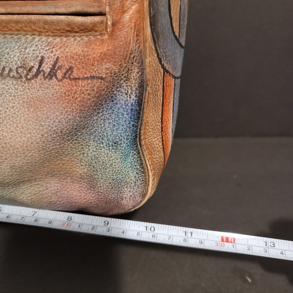 Anushka Hand Painted Leather Hobo Shoulder Bag Geometric Shapes - Picture 15 of 15